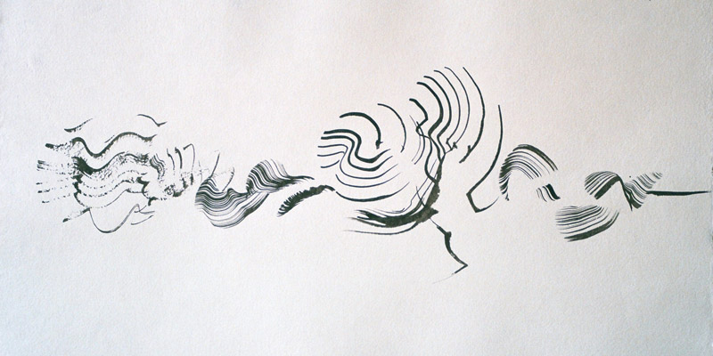 Notation, 38x56cm, 2009, schwarze Tusche auf geschöpftem Papier